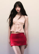 Cotton embroidered short camisole tops
